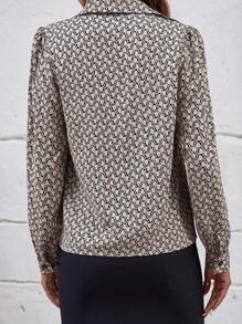 SHEIN Clasi Allover Print Bishop Sleeve Blouse - Multicolor - View 2