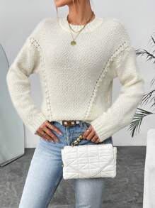 SHEIN LUNE Jersey unicolor de hombros caídos
