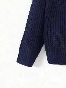 SHEIN Đứa bé trai Vòng cổ Áo len - Xanh đậm - Xem 5