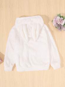 Cô gái Tween Thêu Hoạt hình 3D Đôi tai 	
Fuzzy Áo nỉ - trắng - Xem 2