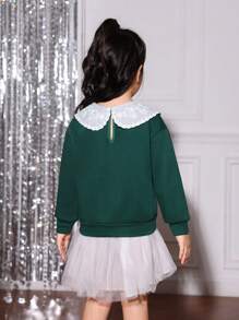 女小童拼接領運動衫 - 彩色 - 查看 2