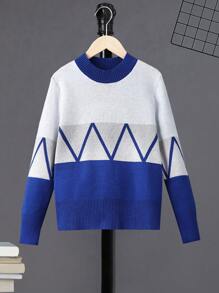 SHEIN Áo len nam In chữ V Khối Màu Giải trí - Nhiều màu - Xem 1