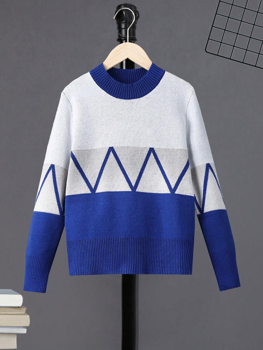 SHEIN Áo len nam In chữ V Khối Màu Giải trí - Nhiều màu - Xem 1