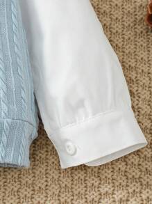 Baby Girl Contrast Collar 2 In 1 Tee - Blue - View 6