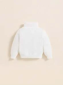 SHEIN Baby Boy Solid Turtleneck Sweater - White - View 2