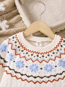 SHEIN Young Girl Geo Print Sweatshirt Dress