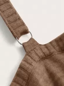 SHEIN MOD Solid Cami Knit Top & Knit Shorts - Khaki - View 4