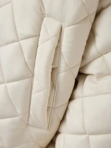 SHEIN Cottnline Men's Long Sleeve Baseball Padded Jacket - Beige - View 4