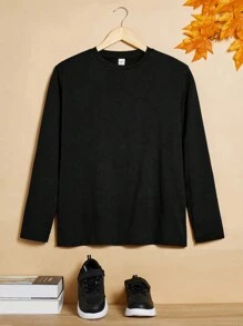 Thiếu niên con trai Giải trí Ngắn tay Áo thun Thích hợp Cho mùa hè - màu đen - Xem 1