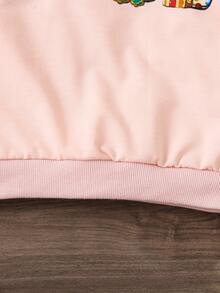 SHEIN Cô Gái Trẻ In Giáng sinh Áo nỉ - Hồng - Xem 3