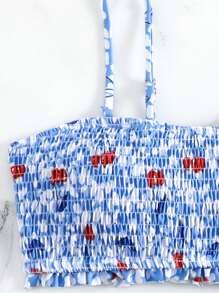 Swim Mod Summer Ladies' Floral Printed Shirred Bikini Set - Multicolor - View 5