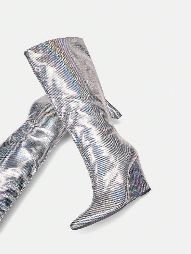 Glitter Platform Heel Long Boots
