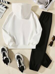 SHEIN 女大童卡通圖案連帽衫和運動褲 - 彩色 - 查看 2