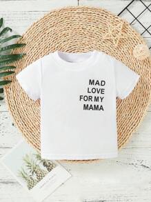 SHEIN 男嬰標語圖案T恤 - 白色 - 查看 1