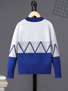 SHEIN Áo len nam In chữ V Khối Màu Giải trí - Nhiều màu - Xem 2