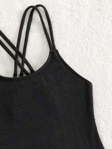 Cô gái Tween Thánh giá Đồ bơi một mảnh - màu đen - Xem 5