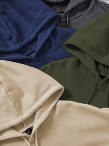 SHEIN Unity 4入組袋鼠口袋抽繩加絨內裏連帽衫 - 彩色 - 查看 4