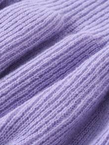 女嬰小高領燈籠袖套頭毛衣 - 紫羅蘭色 - 查看 3