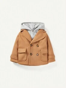 Bebé niño Abrigo de doble botonadura con capucha 2 en 1 - Caqui - Ver 3