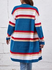 SHEIN Unity Color Block Drop Shoulder Duster Cardigan Fall Cloth For Women - Multicolor - View 2