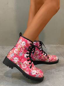 Women's Colorful Motorcycle Ankle Boots - Multicolor - View 3