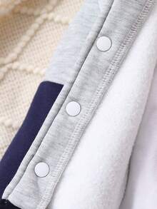 Baby Boy Letter Patched Striped Trim Varsity Jacket & Sweatpants Without Tee - Multicolor - View 4