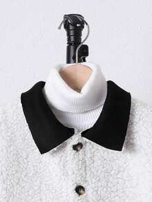 SHEIN Tween Boy Two Tone Drop Shoulder Teddy Coat Without Sweater - Black and White - View 4