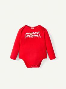 Baby Boy 3pcs Christmas Print Gift Box Bodysuit - White - View 4