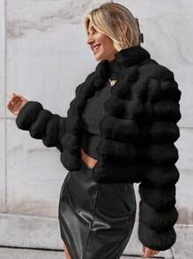 Firerie 素色開門襟毛茸茸外套