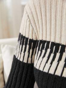 Modelyn Khối màu Cổ giả Đầm Áo len - màu đen - Xem 4