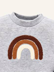 Cozy Pixies 女嬰彩虹植絨加絨內裏套頭衫 - 淺灰色 - 查看 4
