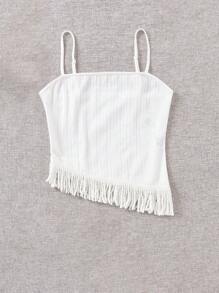 Soleia Fringe Hem Cami Top - White - View 3