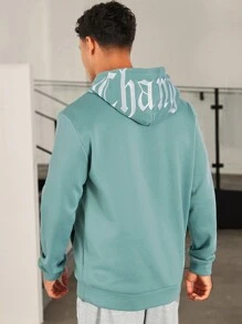 GENTILAND Men Kangaroo Pocket Drawstring Hoodie - Green - View 1