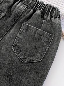 Đứa bé gái Rách Frayed Quần jean - Màu Xám nhạt - Xem 3