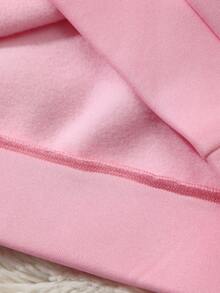 SHEIN Unity Áo nỉ tay raglan họa tiết mèo và chữ thường ngày màu tương phản dành cho nữ, mùa thu - Hồng - Xem 6