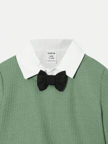 SHEIN 男嬰前蝴蝶結假兩入組T恤和褲子 - 彩色 - 查看 4