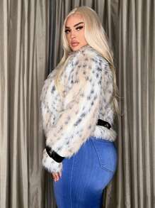 SHEIN SXY Hơn Mở Mặt trước 	
Fuzzy áo - Xám - Xem 3