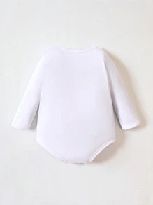 女嬰標語圖案連身背心 - 白色 - 查看 2