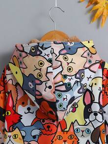 SHEIN 男小童卡通圖案毛絨內襯連帽外套 - 彩色 - 查看 7