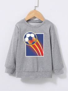 Young Boy Soccer Print Sweatshirt - Light Grey - View 1