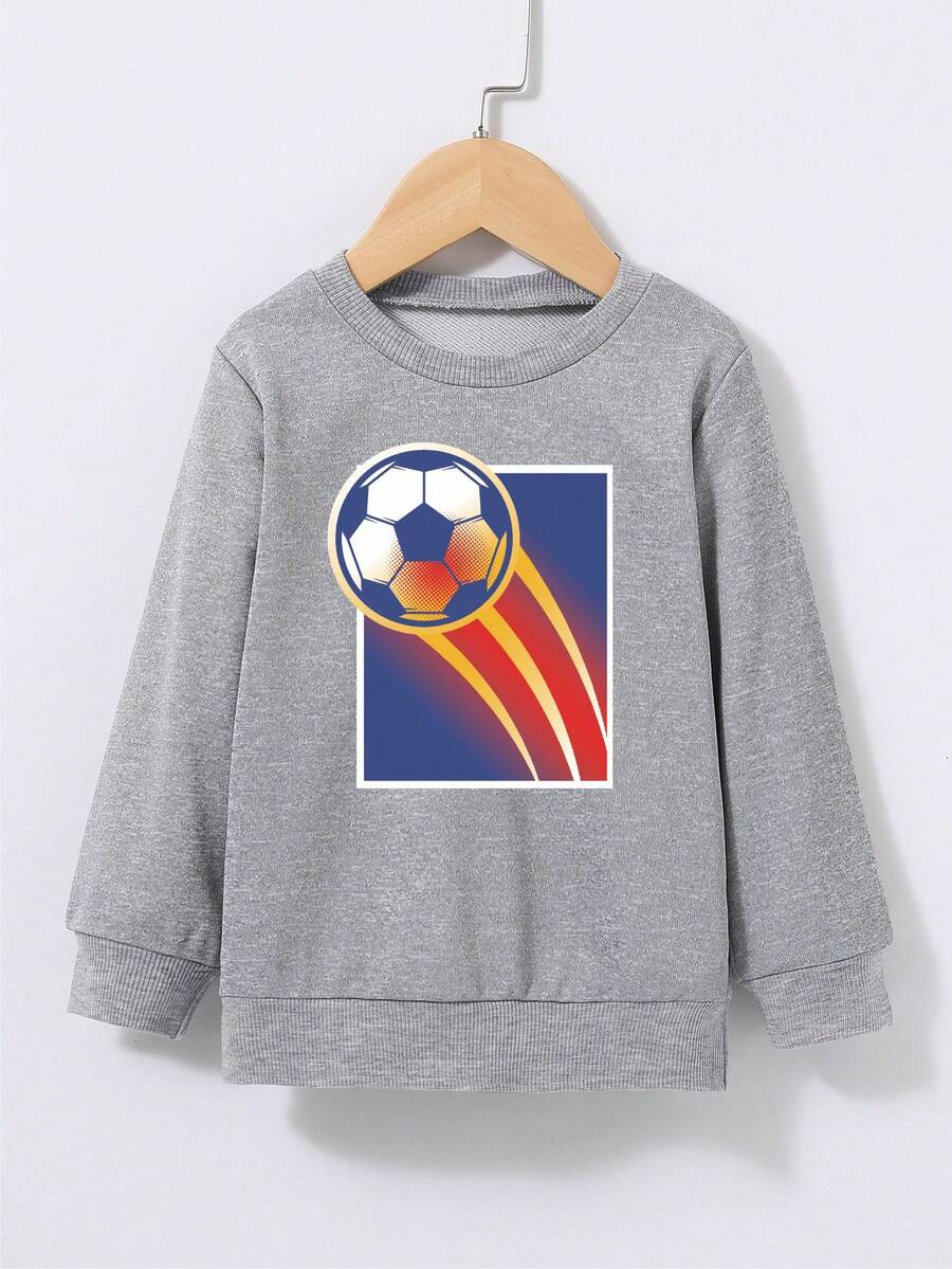 Young Boy Soccer Print Sweatshirt - Light Grey - View 1