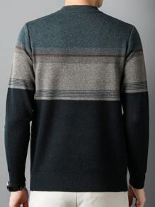 Men Color Block Quarter Zip Sweater