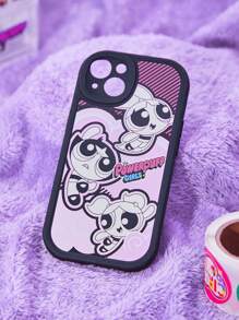 The Powerpuff Girls | ROMWE 1pc Letter Cartoon Graphic TPU Phone Case Compatible With IPhone - Black - View 2