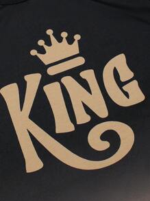 Manfinity Homme 男士字母圖案漸層T恤&腰部抽繩長褲 - 卡其色 - 查看 5