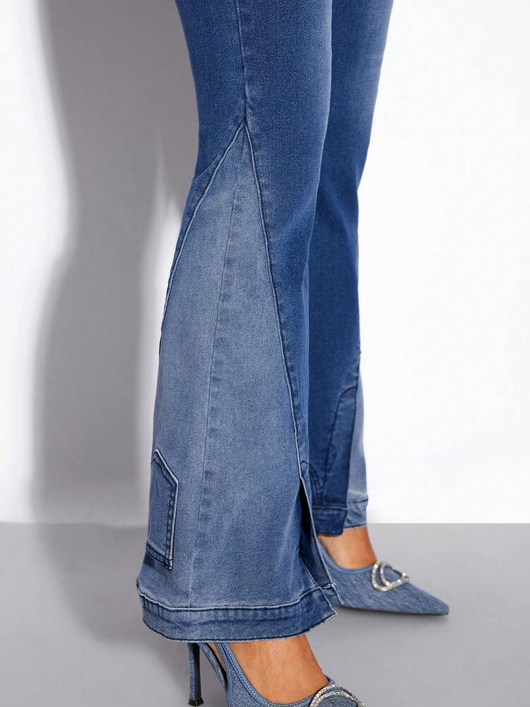 Women's Color Block Flared Jeans