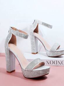 SHUZIA Glitter Platform Block Heeled Sandals