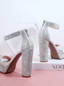 SHUZIA Glitter Platform Block Heeled Sandals