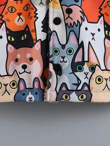 SHEIN 男小童卡通圖案毛絨內襯連帽外套 - 彩色 - 查看 6