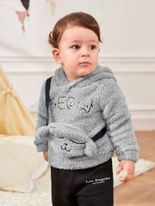 SHEIN Áo nỉ và túi cho bé trai thêu hình hoạt hình. - Xám - Xem 6