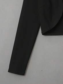 SHEIN EZwear Solid Open Front Crop Jacket In Fall/Winter